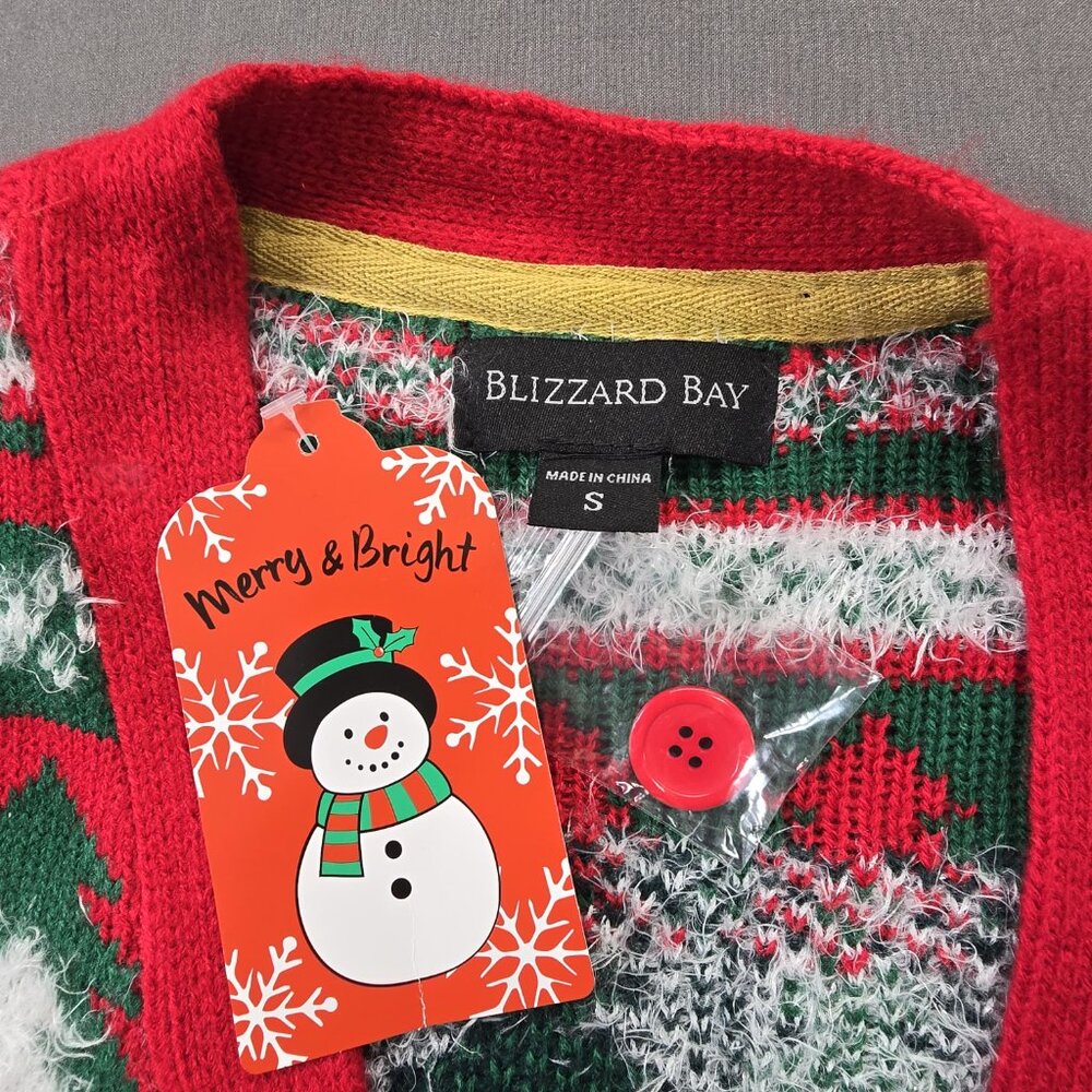 Blizzard Bay Red Green Snowman Ugly Christmas Vest S - Picture 7 of 9